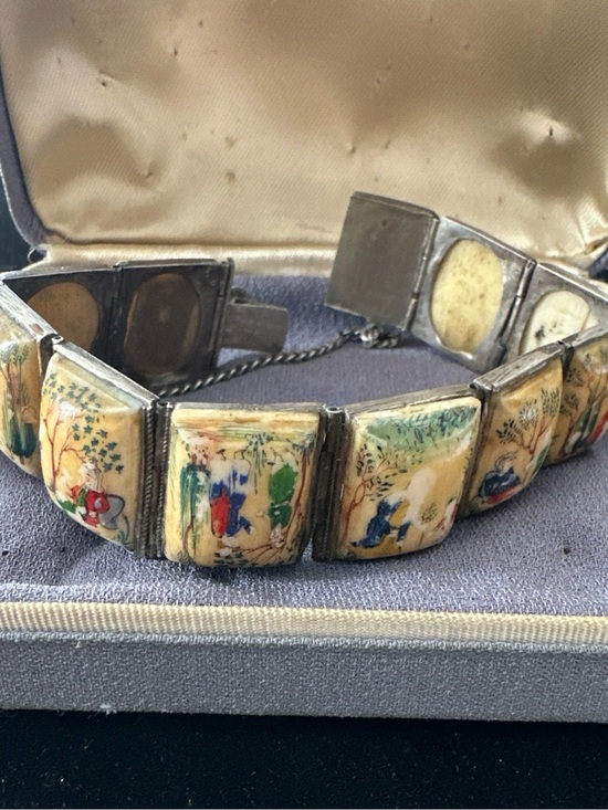 Jewelry - VINTAGE PERSIAN STERLING SILVER PAINTED STORY BRACELET